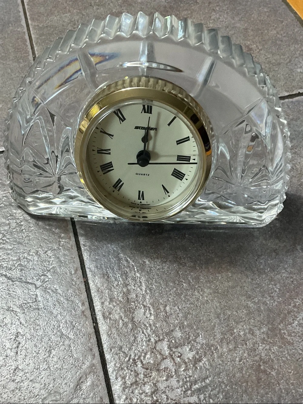 Crystal Mantel Clock with Gold Bezel - Clear